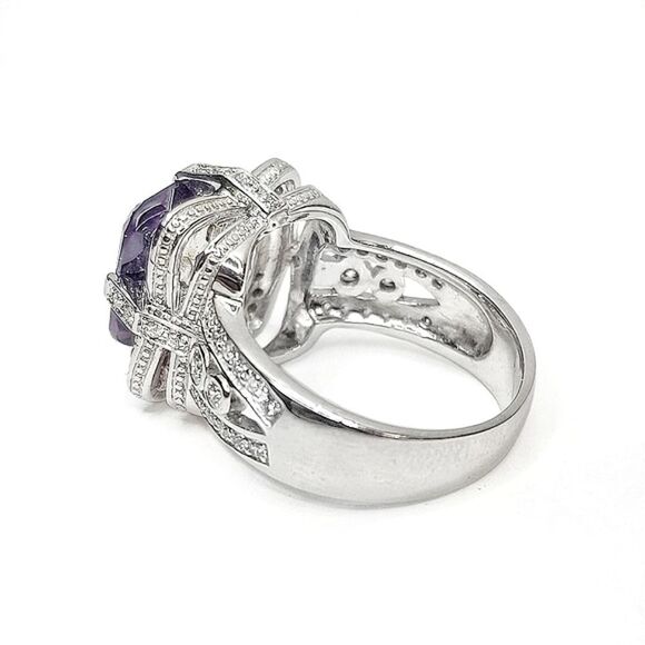 Cushion Cut Tanzanite Split Shank & Split Gallery Statement Ring | Size 8 - Picture 6 of 15